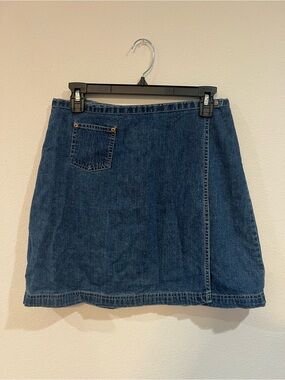 Vintage Gap Denim Wrap Skirt Size 10 Blue Jean Mini Y2K 100% Cotton